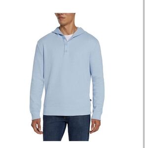GAP Men's Sky Blue Waffle Hooded Shirt
